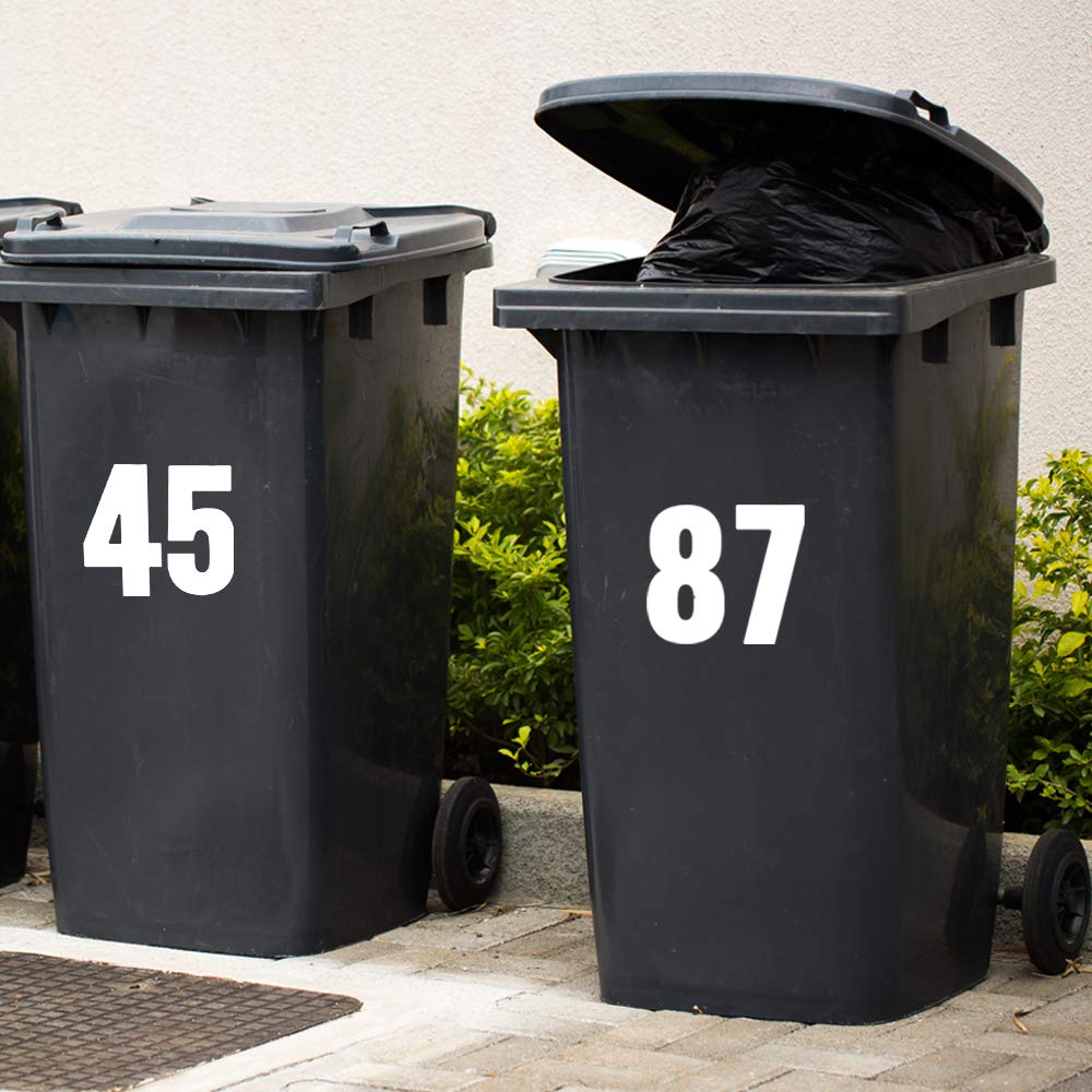 Packwith® - Confezione da 3 adesivi per bidoni della spazzatura, numero 9 (17 cm), per bidoni con ruote, etichette per bidoni grandi, impermeabili, confezione da 3