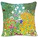 BONNIU Funda Cojin Decorativa con Cremallera 50X50 cm Funda Almohada Terciopelo Floral Art - Klimt - Jardín De Cottage GK038
