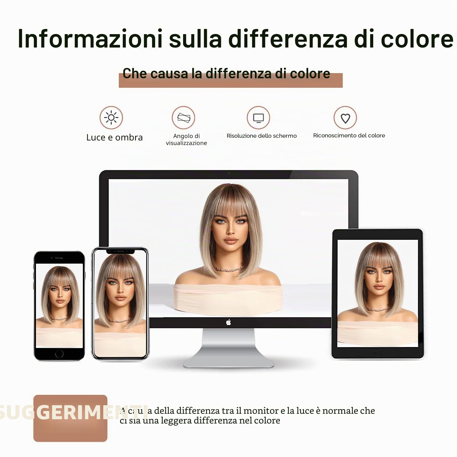 Esmee Parrucche Bob Corte Lisce Biondo Con Frangia Parrucca alla Lunghezza delle Spalle Sintetiche Ombre per Cosplay Uso Quotidiano & Party