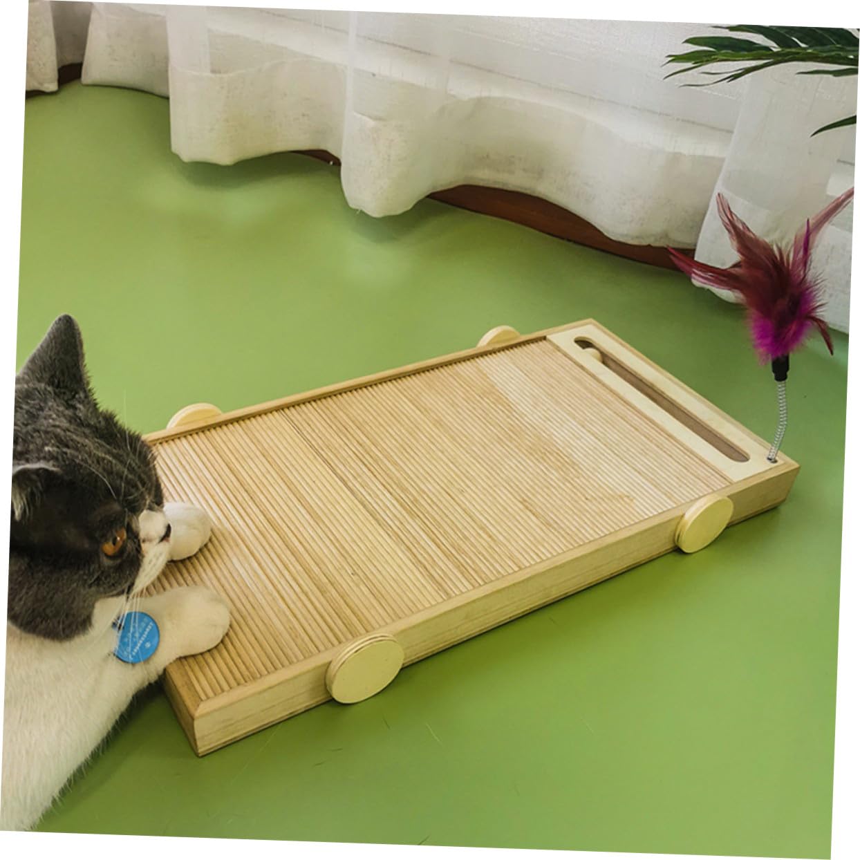 Tiragraffi in Forniture per Animali in Legno Resistente AntiGraffio Multifunzione per Proteggere Divano e Ridurre Comportamento Distruttivo per Gatti