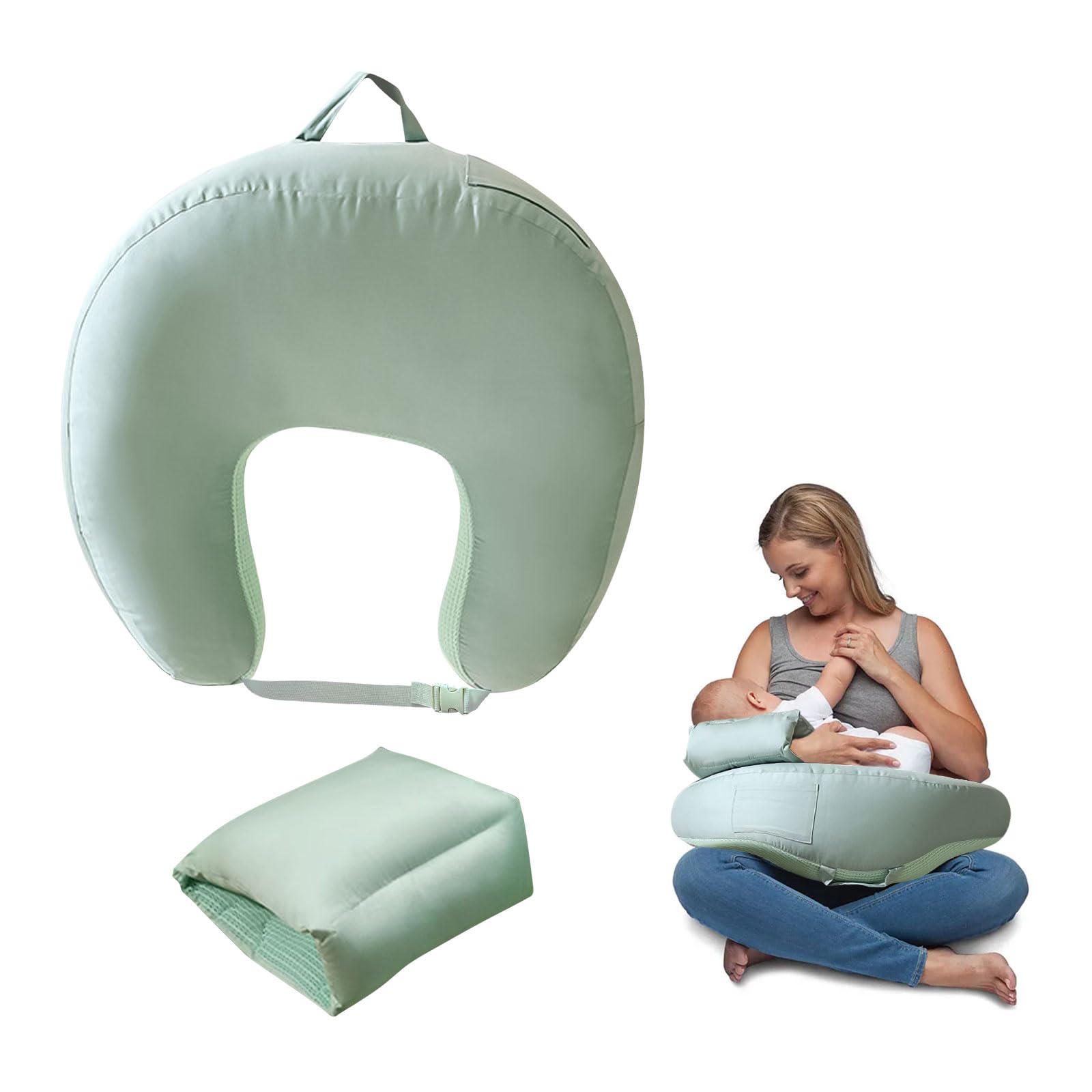 Nursing Pillow for Breastfeeding, Soft 100% Cotton Breastfeeding Pillow & Arm Breastfeeding Pillow, Adjustable Waist Strap and Removable Cotton Cover, Front Tributesilk Satin Cotton , Back Tencel