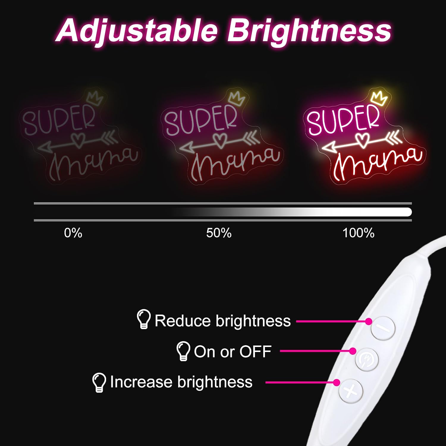 Super Mama Neon Sign, Mother’s Day LED Neon Sign Wall Decor, Mom Neon Light Sign for Bedroom Home Party, Neon Signs for Wall Decor Gift for Mom 16.3”×13”