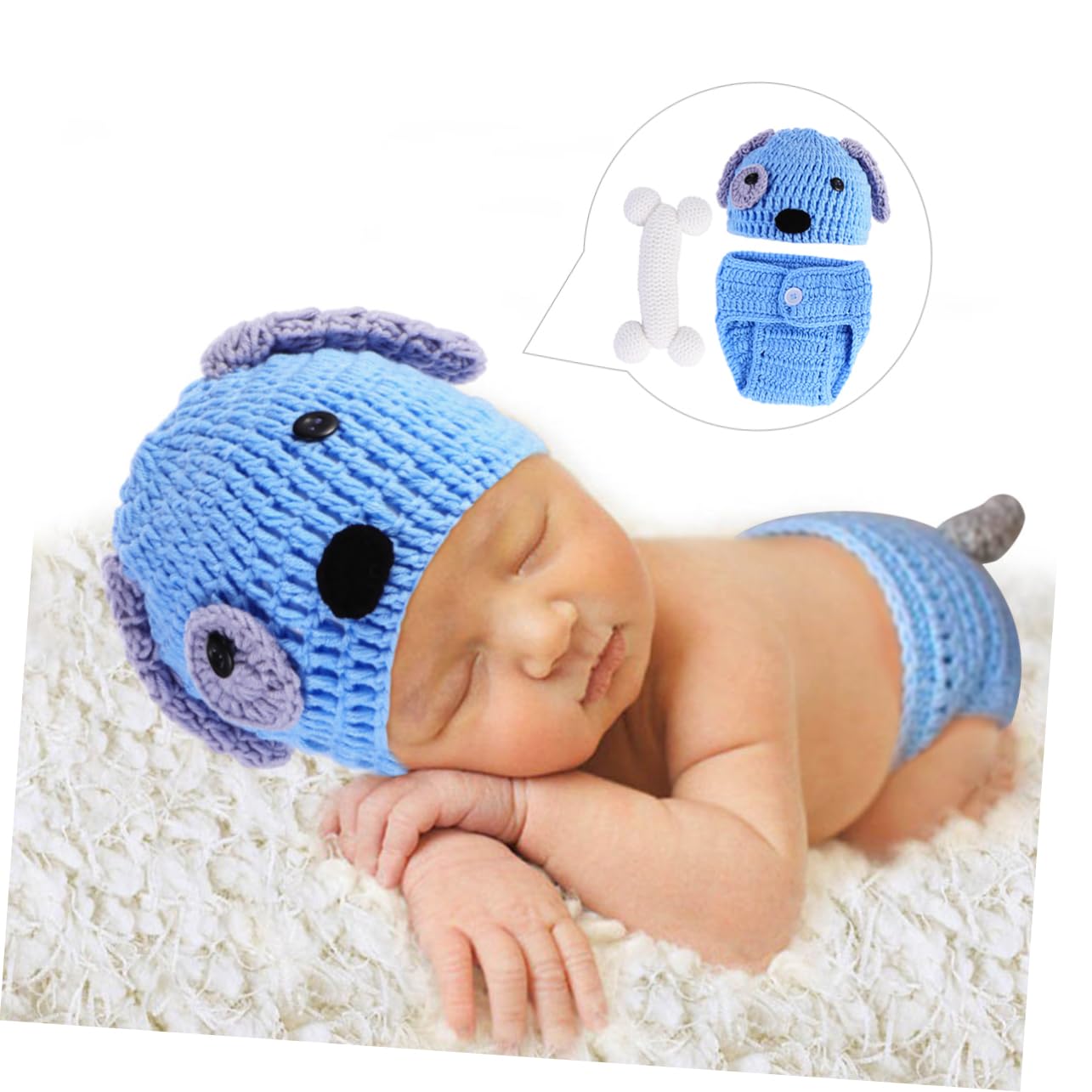 CALLARON Conjunto Ropa Tejida Mano Para Fotografía De Bebés De Accesorios De De Color Azul