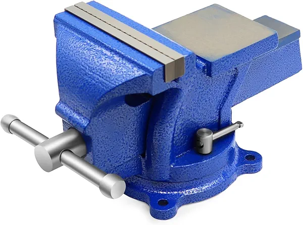 Nakkaa 5" Bench Vise Ductile Cast Iron Bench Vise with 360° Flexible Swivel Locking Base Heavy Duty Home Work 5 Inch Bench Vice 16.4IB/7.4KG