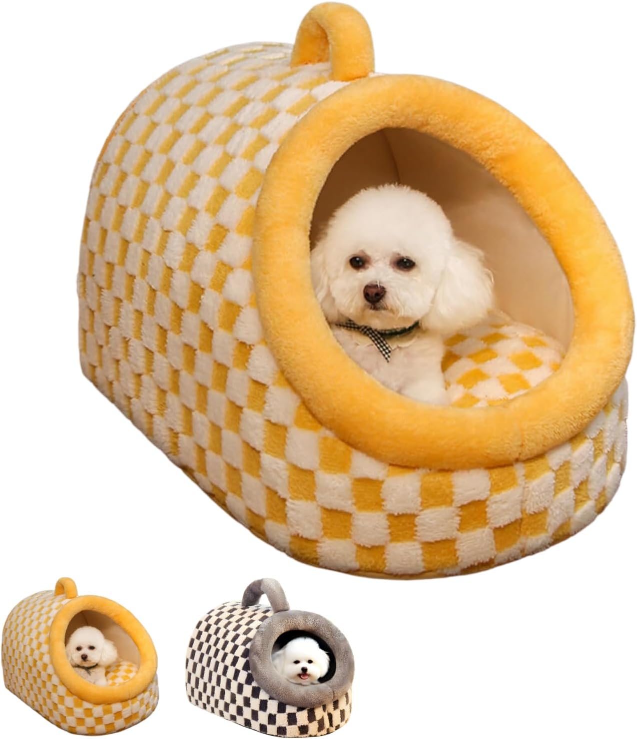 Cat Bed for Indoor Cats - Cat Cave Beds Cat House Cat Tent with Removable Washable Cushioned Pillow, Soft Kitten beds,Cat Beds & Furniture, for Small and Medium Pet Bed (Yellow, M)