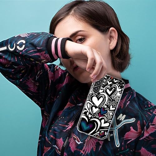 Miniatura 6 de Mundaze - Case for Samsung Galaxy A32 Slim Hybrid Shockproof Hard Shell Soft TPU Heavy Duty Protective Phone Cover - Black White Hearts Love Graffiti