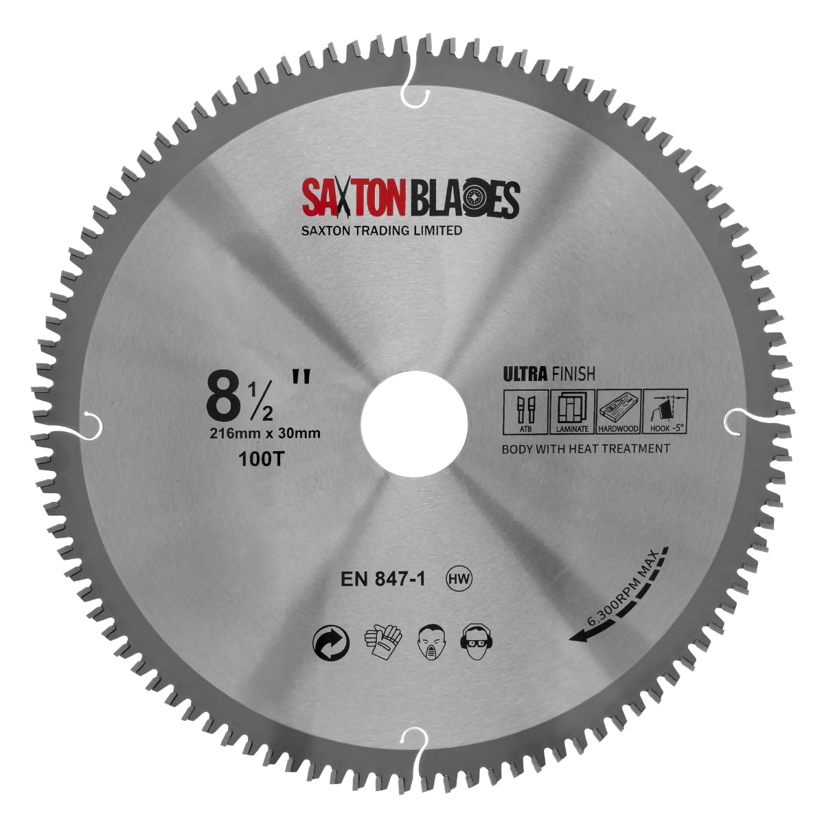 Saxton TCT Negative Rake/Hook Circular Blade 216mm x 100T x 30mm Bore