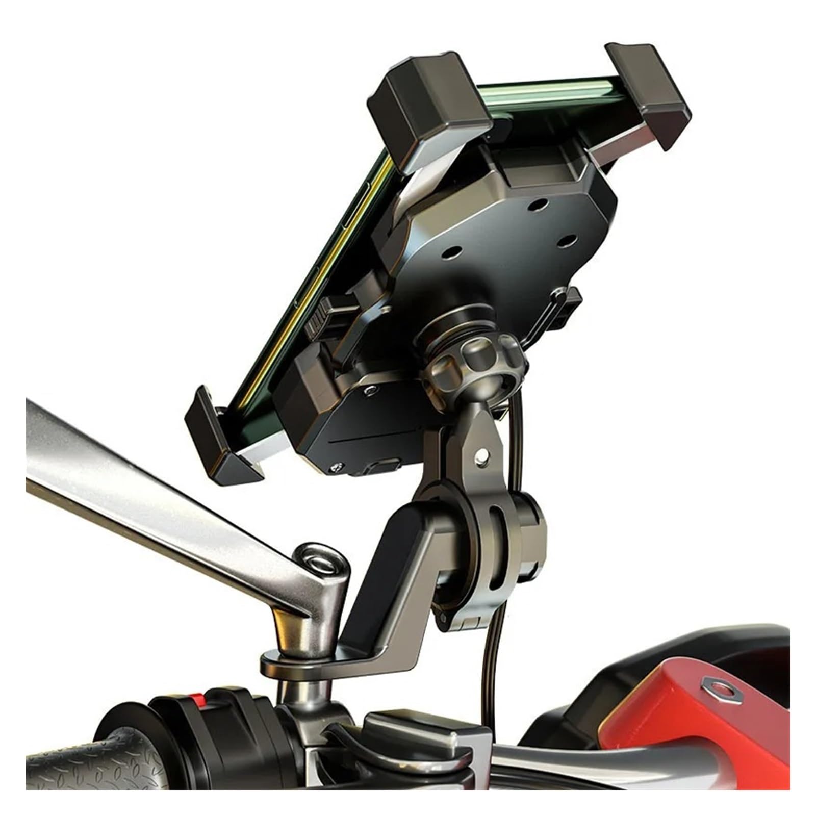 Soporte Movil Moto Soporte Para Teléfono Soporte GPS para Motocicleta | Con QC 3.0 USB Qi Cargador Inalámbrico Soporte Para Teléfono Inteligente Para Motocicleta(QC3.0 and Wireless)
