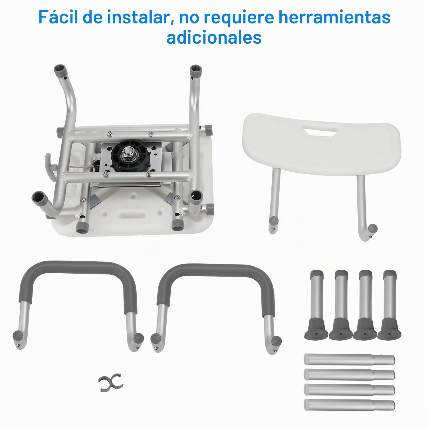Silla de ducha con reposabrazos y respaldo, 200 kg, ajustable en altura, 70-78 cm, giratoria 360 grados, para discapacitados, ancianos y embarazadas, modelo B