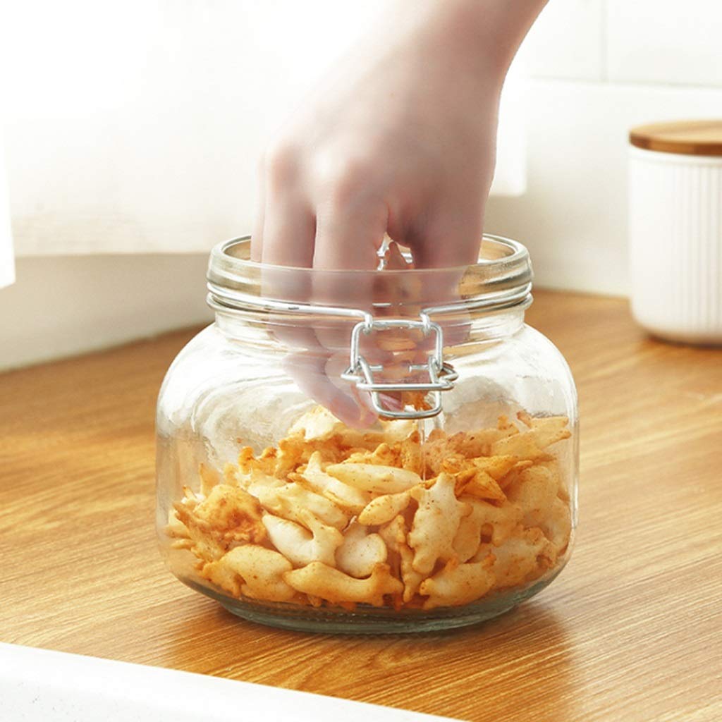 Tarros de té Botes de almacenamiento de vidrio transparente Botes de cocina y tarros de conservas con cierre hermético, cierre y gatillo hermético, tapas de vidrio transparente tarros de