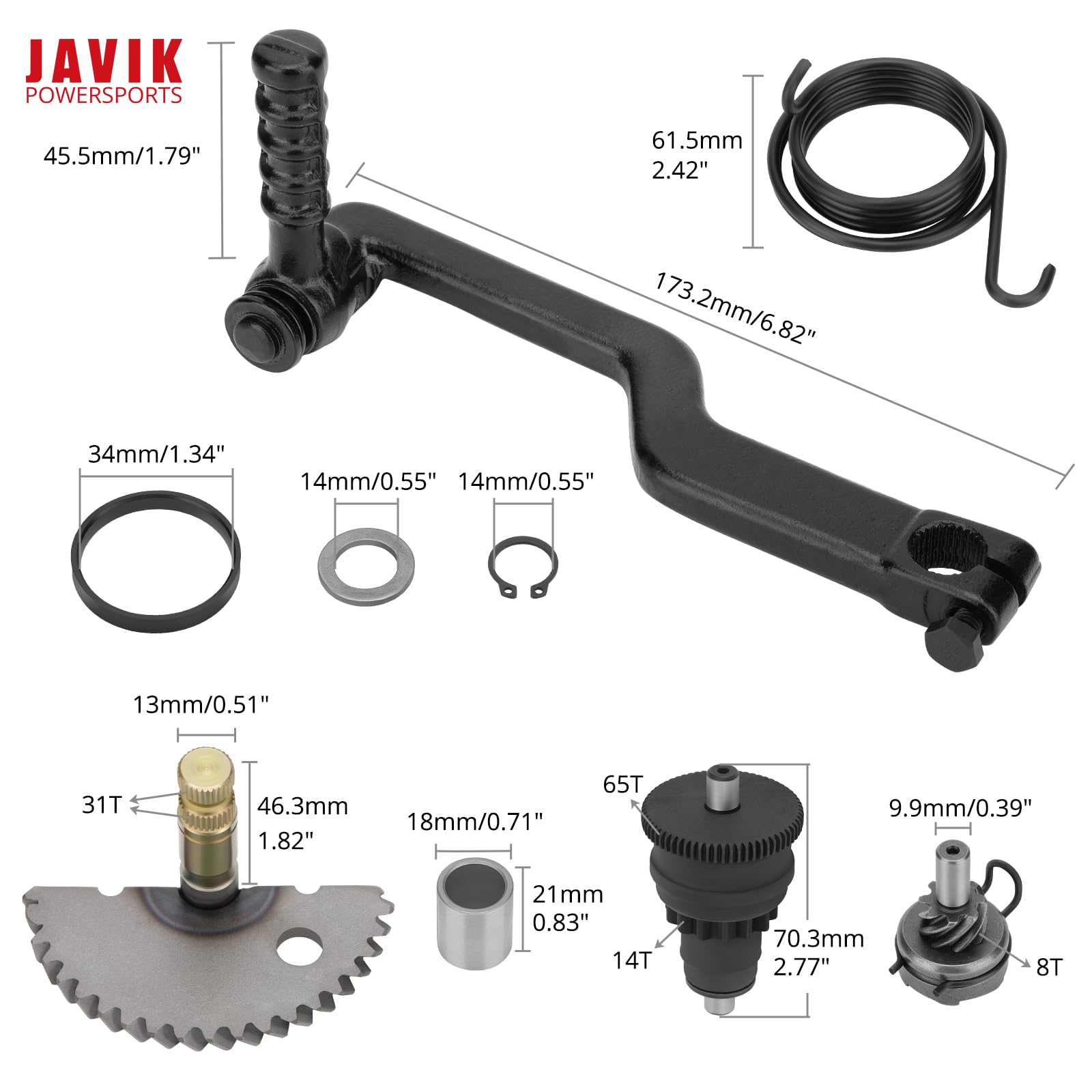 Start Starter Gear Kick Shaft Pédale de ralenti Kit pour GY6 49CC 50CC 139QMB Moteur Cyclomoteur Scooter ATV Roketa Taotao Jonway