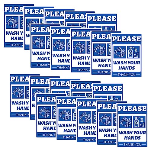 Image of CVANU PLEASE Wash Your Hands THANK YOU Warning Safety Self-Adhesive Waterproof PVC Vinyl Sign Sticker Size (11.7inchX8.3inch) Pack of 20