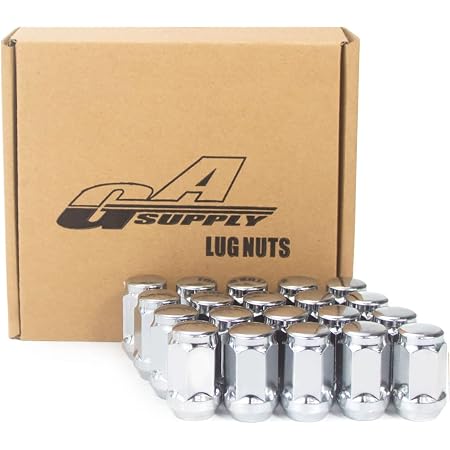 Set Of 24 Chrome 7/16-20 Closed End Bulge Acorn Lug Nuts - 60 Degree Cone Seat, 3/4" Hex