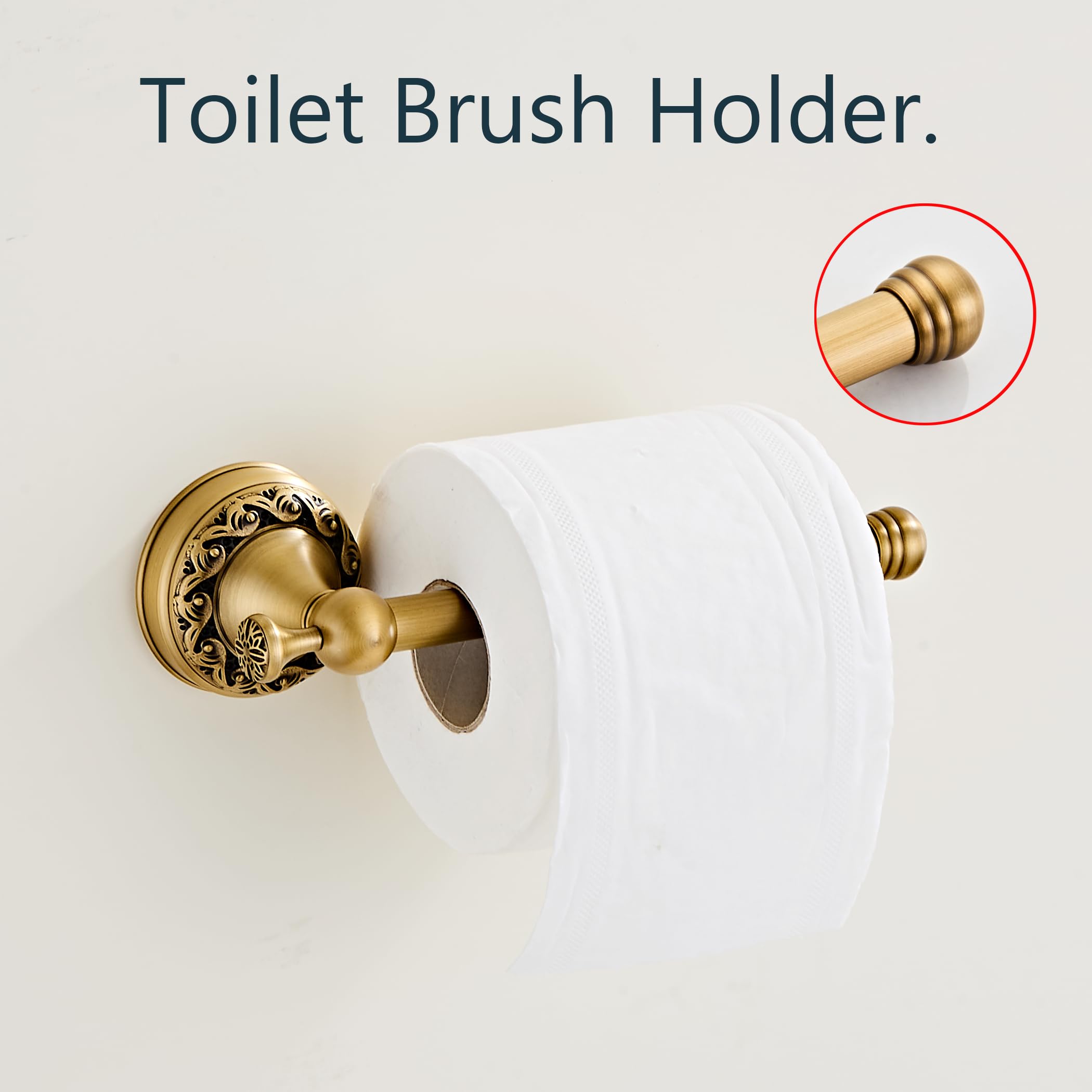 Juego de 4 toalleros de latón antiguo, toallero ajustable para baño que incluye soporte expandible, papel higiénico, anillo de toalla, gancho para toalla, gancho para bata, accesorios de estilo