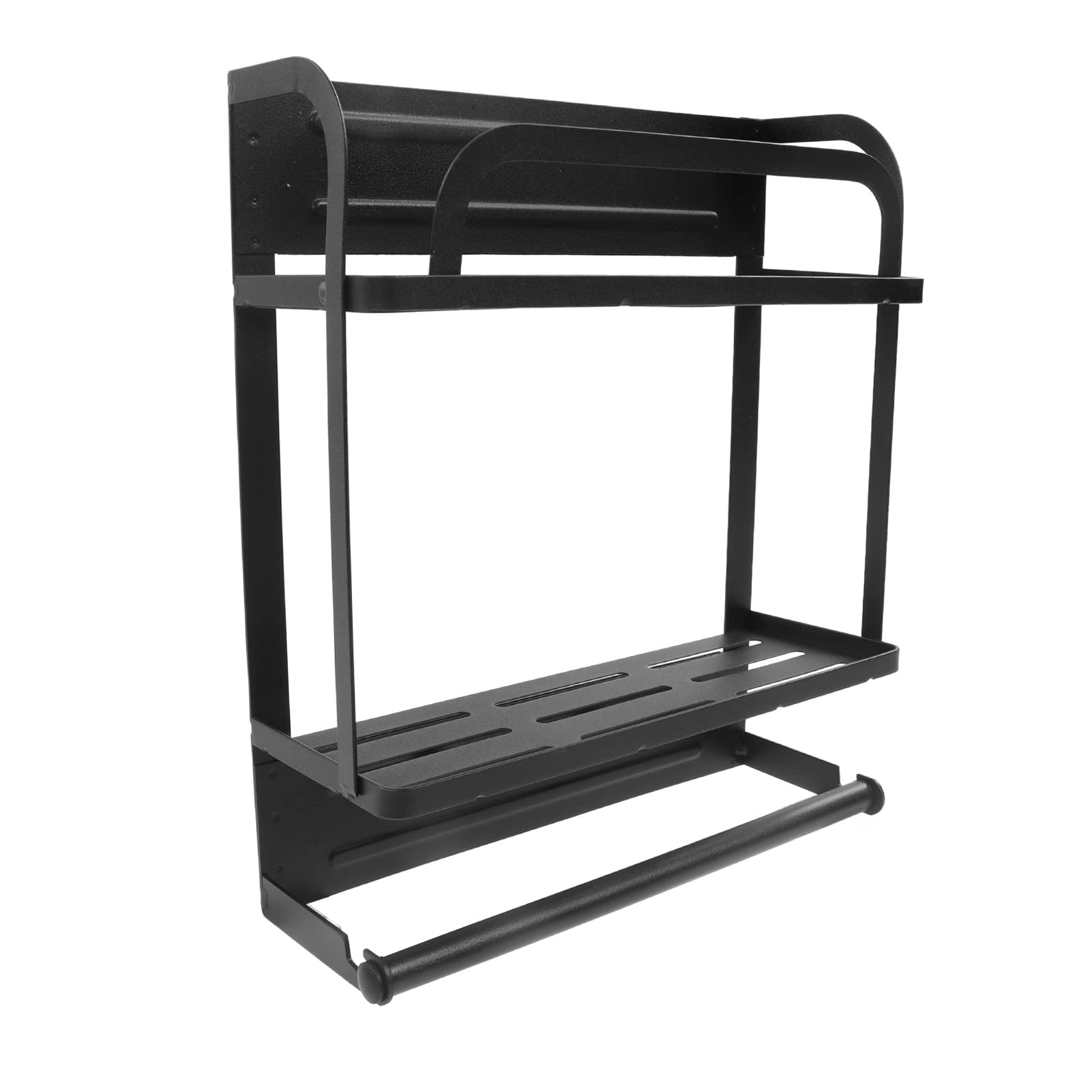 Estante magnético de doble capa para instalación de adsorción, diseño desmontable, estante clásico de hierro negro para refrigerador