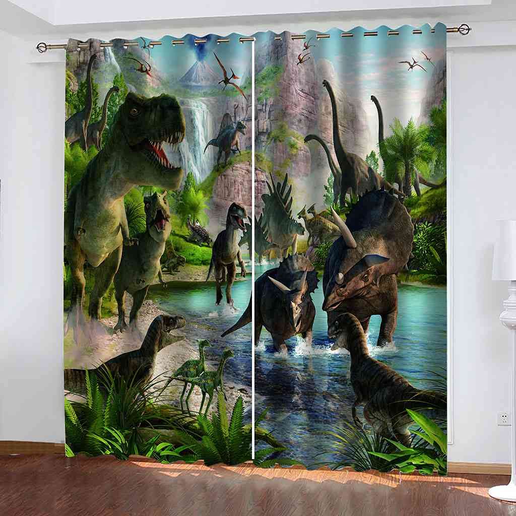 Rideau salon motif dinosaure pour transformer la chambre des enfants
