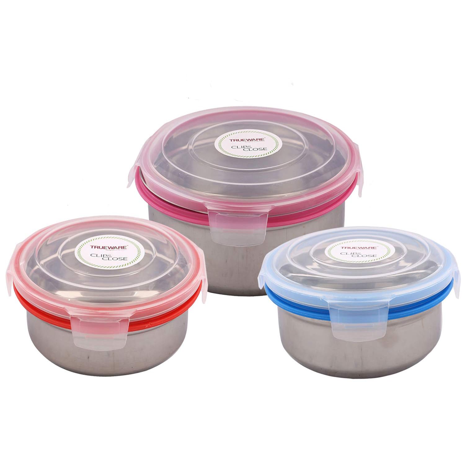 Kuber Industries Plastic Container Set, 3-Pieces, Multicolour
