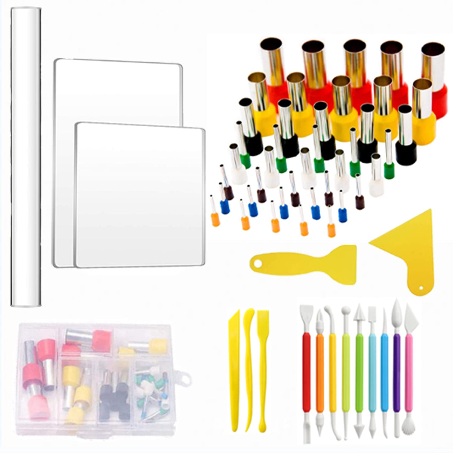 57PCS Pottery Tool, Polymer Clay Tools Set Acrylic Sculpting Tools for Kids DIY Crafts