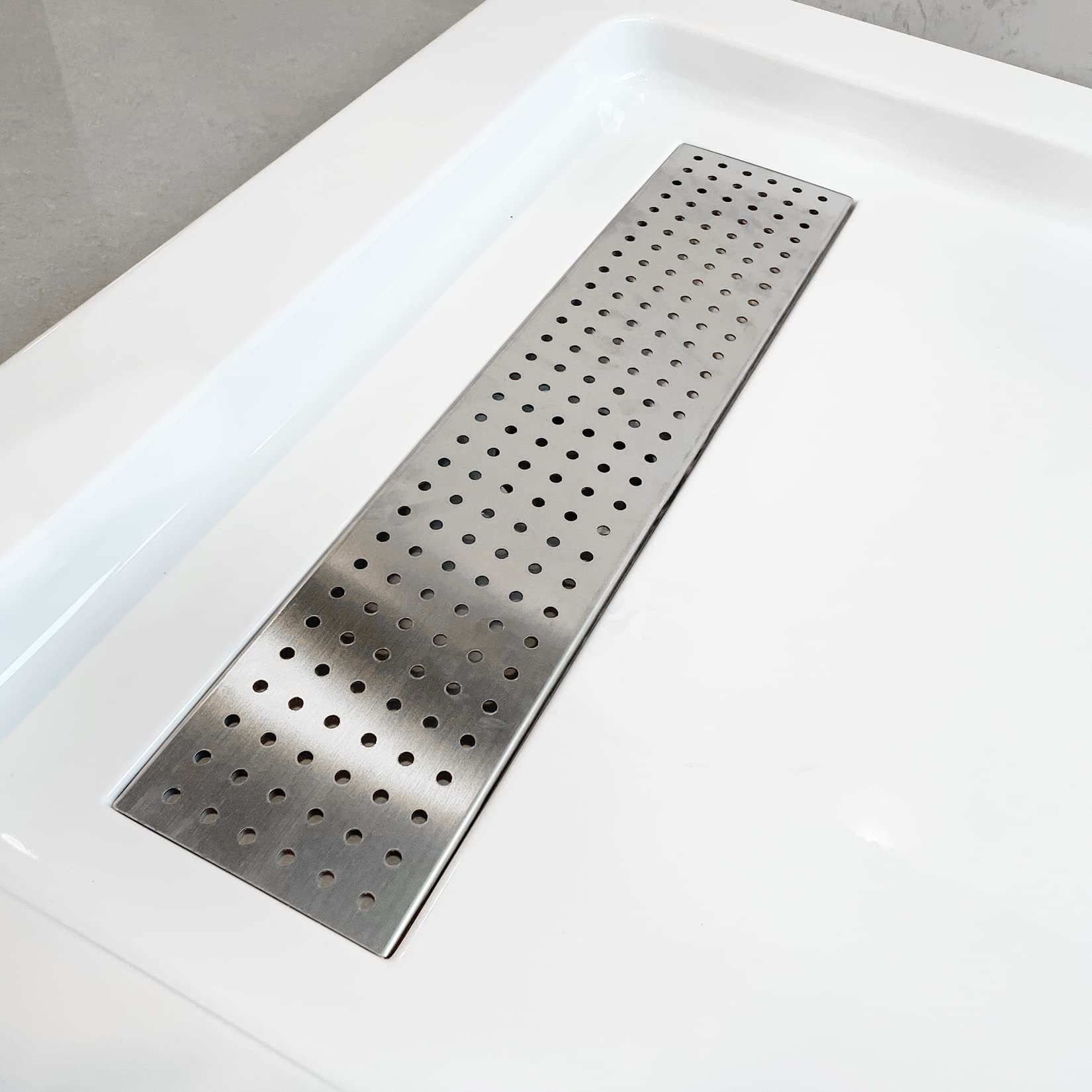 CKB Shower Hair Drain Catcher, Stainless Steel Linear Drain Cover, for Trench Side Shower Base