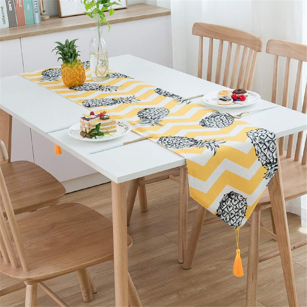 FANSU Runner Da Tavola Tropicale 33x220cm - Cotone E Lino Con Nappe, Fiore Rosa, Moderno Per Matrimoni E Casa - 2