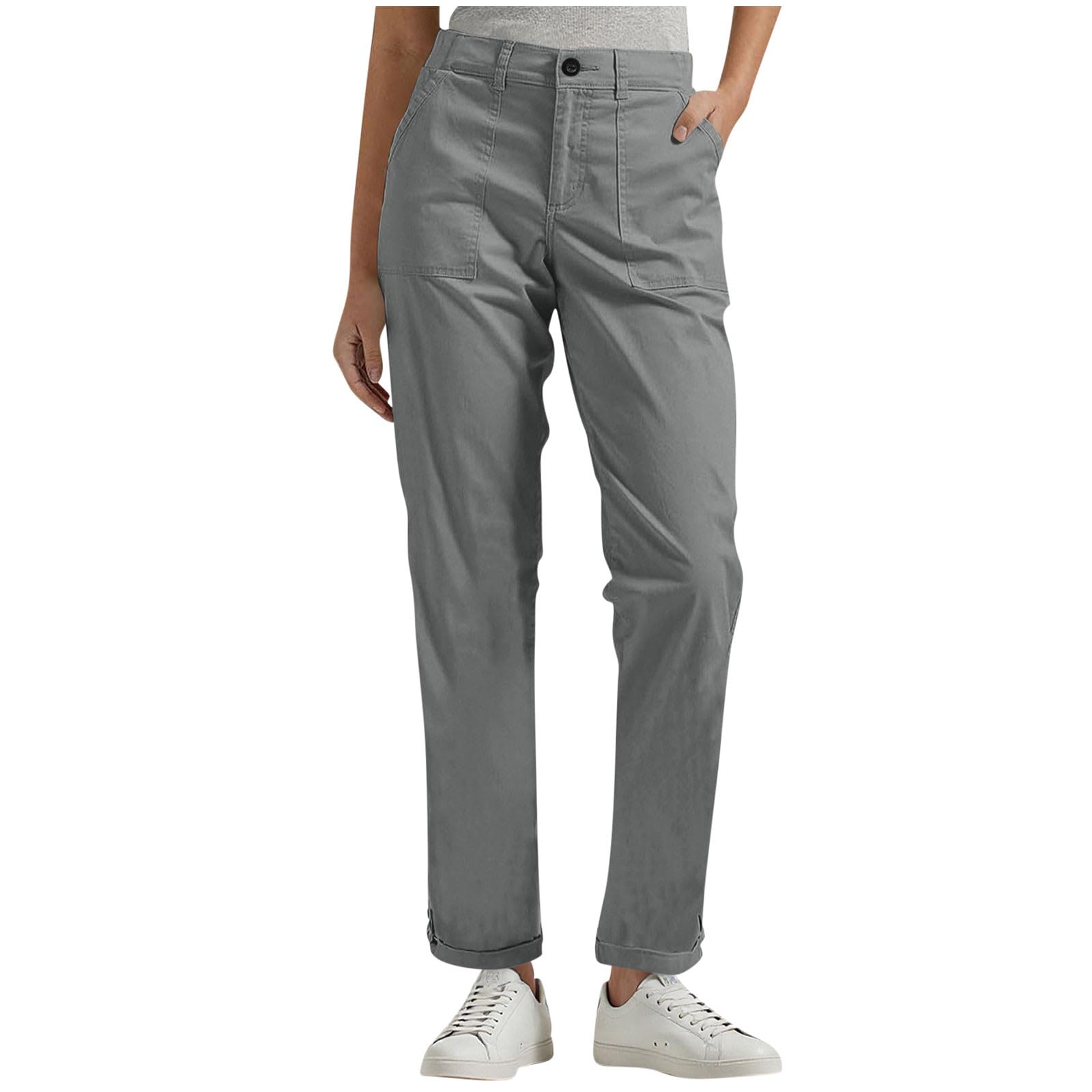 Cargo Pants for Women Dressy Casual Plus Size Wide Leg High Waist Straight Twill Chino Slacks Ankle Pants