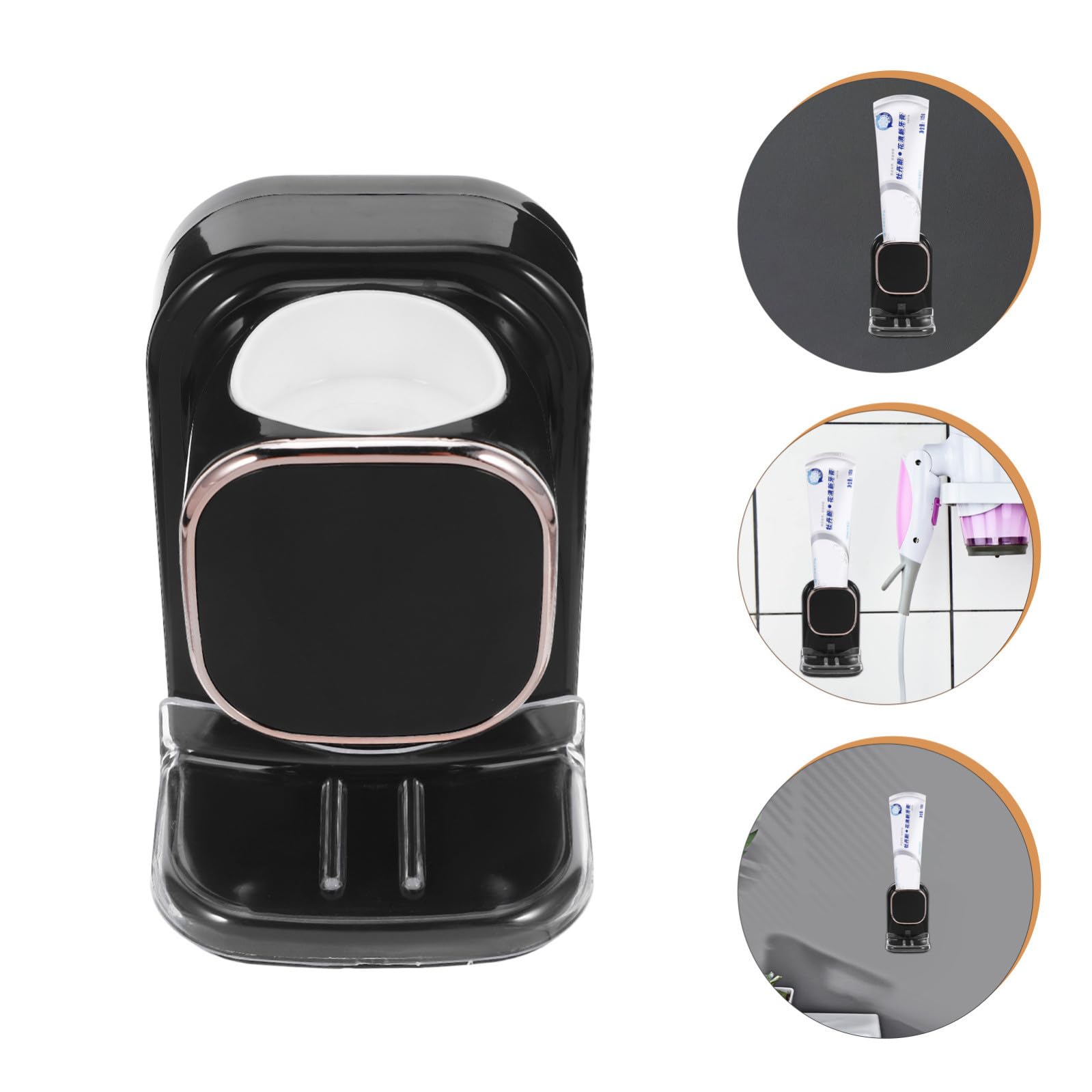 Mikikit Dispenser Automatico di Dentifricio Elettrico Comodo e Ricaricabile Nero in Plastico Montaggio a Parete Cavo USB Adatto per Dentifricio e Detergente Viso
