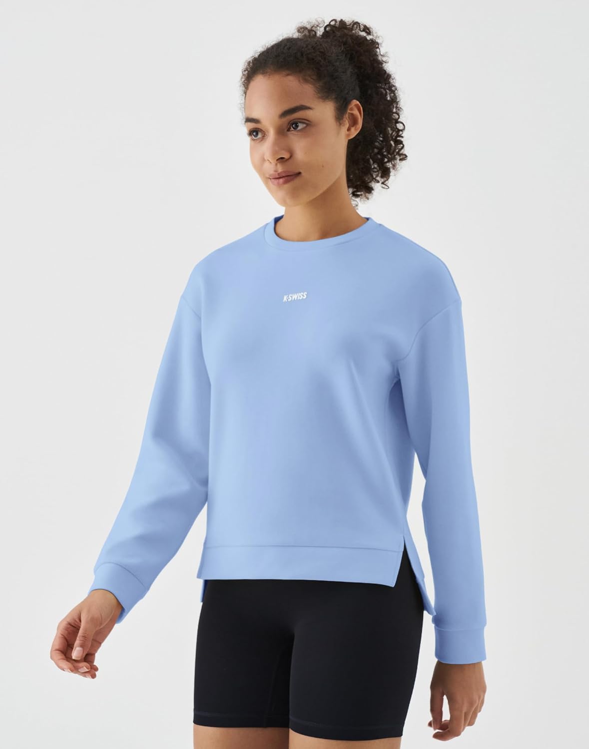 K-Swiss Cropped Sweatshirts for Women - Crewneck Pullover Sweatshirt Long Sleeve Workout Crop Tops Soft and Lightweight - Image 2
