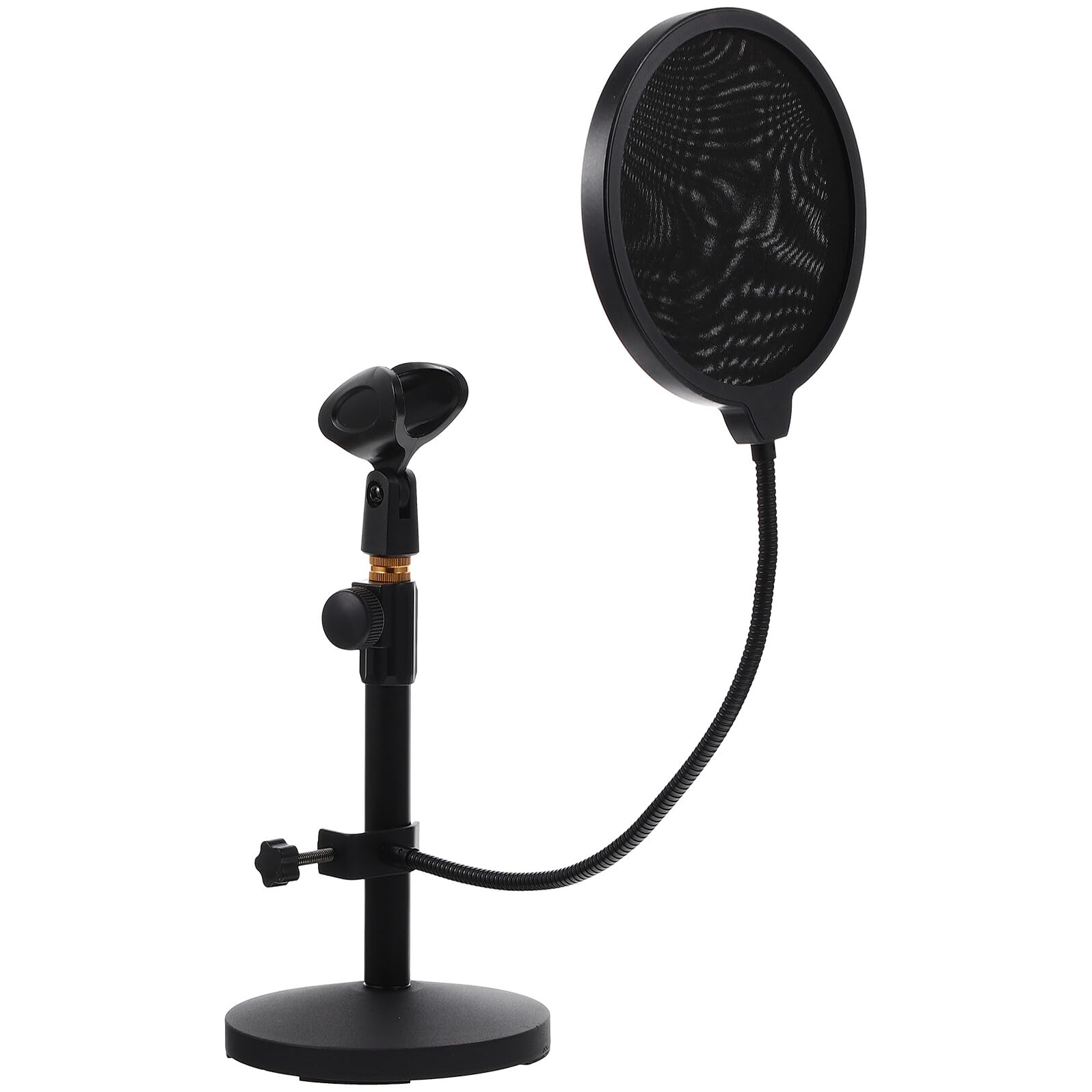 PRETYZOOM Soporte de Micrófono Extensible de Escritorio Negro 290-395 Mm con Clip para Micrófono y Filtro Anti-pop, Accesorio para Transmisión y Estudio Profesional