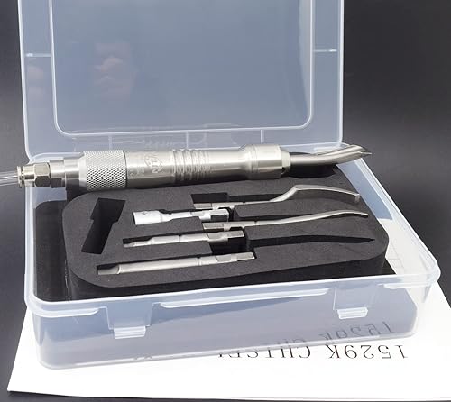 Miniatura 7 de Air Scaler Gouge Chisel Micro Air Flux Chipper Rascador neumático Médico Rompador de yeso Estomatología Grabar 5 piezas cincel plano Cinceles de
