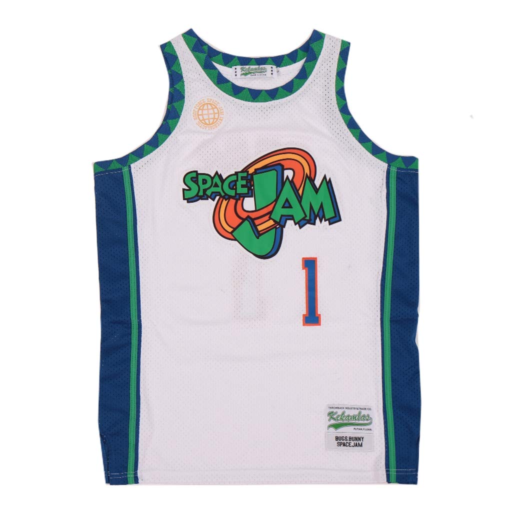 Herren Space Jam #1 Bugs Movie Basketball Jersey genäht