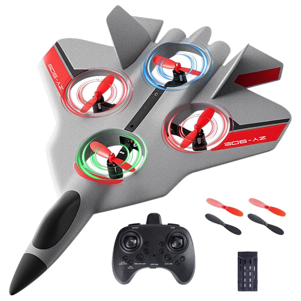 Avión Teledirigido, 2.4 GHz Avión RC Juguete con LED, Avións de Control Remoto con Baterías y Estabilizador de Giroscopio de 4 Ejes, fácil de pilotar para Adultos