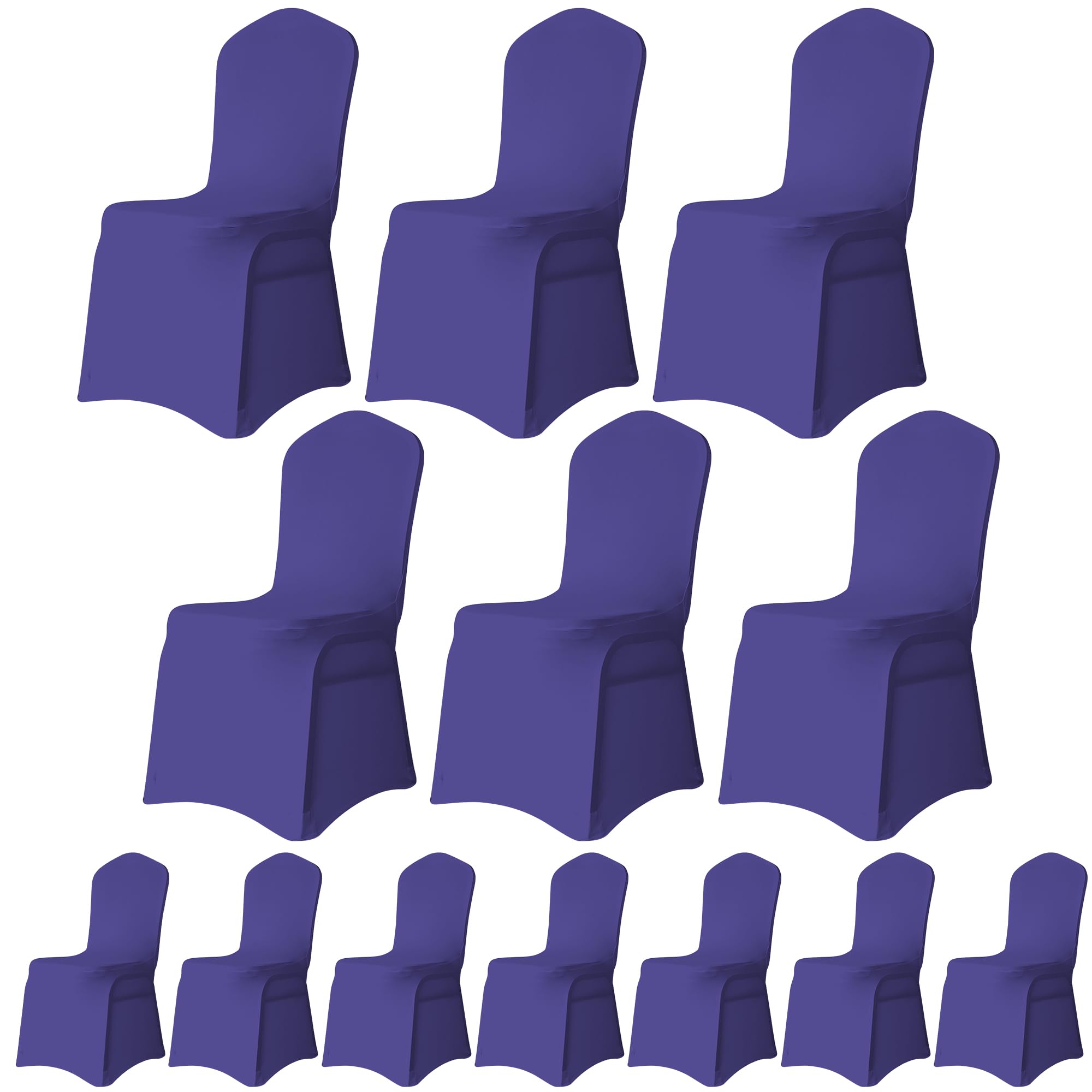 Trimming Shop Chair Cover Spandex Polyester Stretch Fabric Front Flat Dining Slipcovers Washable & Removable Wedding Chair Covers for Banquets Ceremony & Hotel Dinner (Purple, Pack of 25)