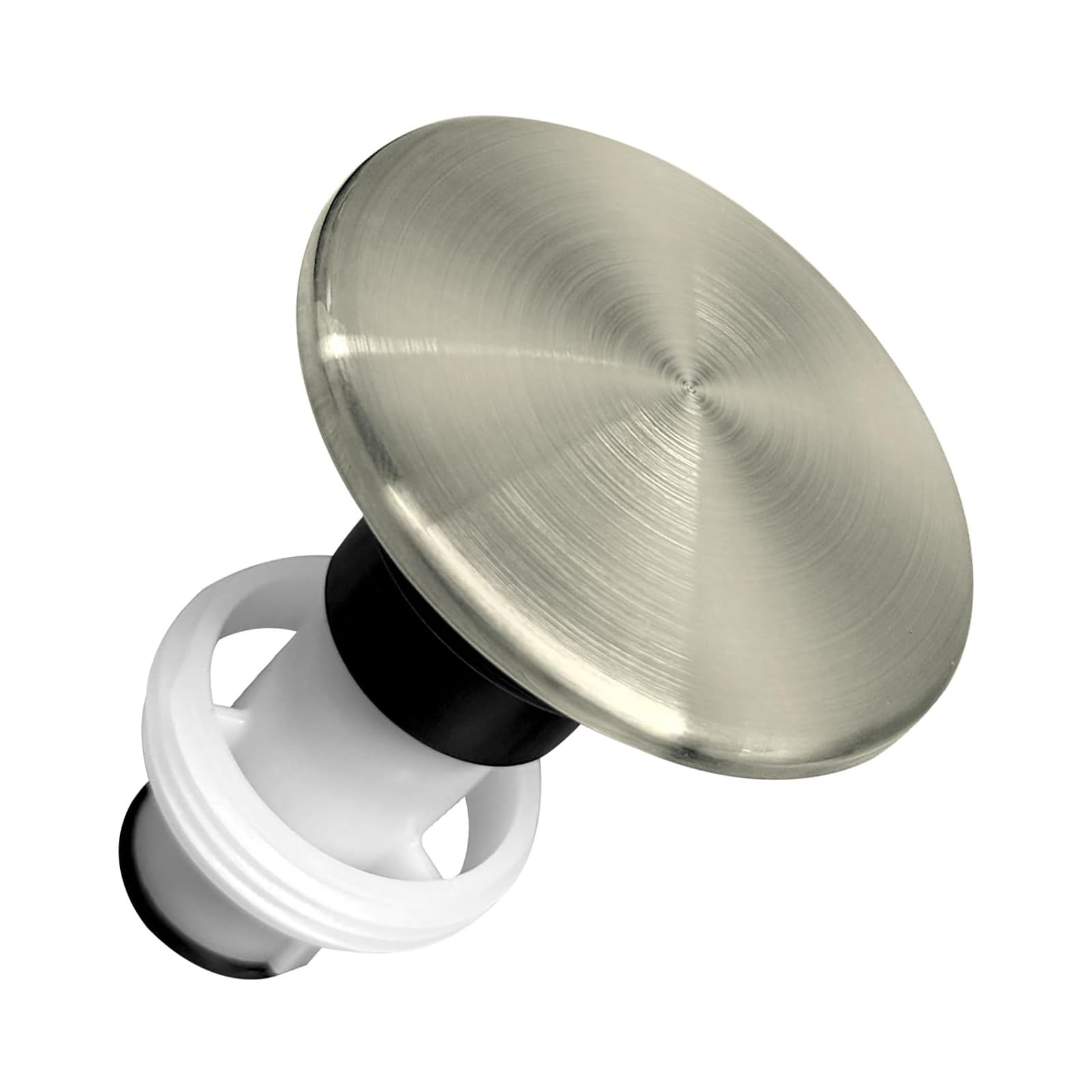JAMIEKA Strong ABS Push Popup Drain Stoppers with Brushed Finish 972097A Replacement for Sink Easy to Install & Operate
