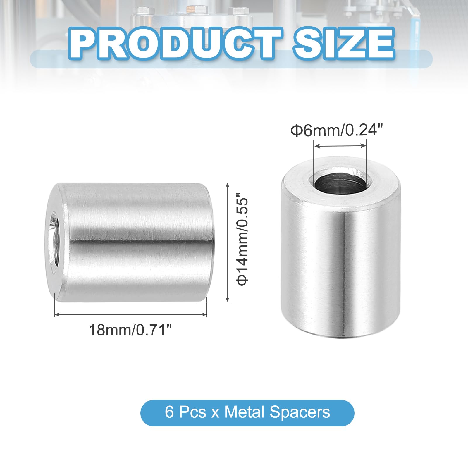 PATIKIL 6 Pcs Stainless Steel Spacers - Image 2