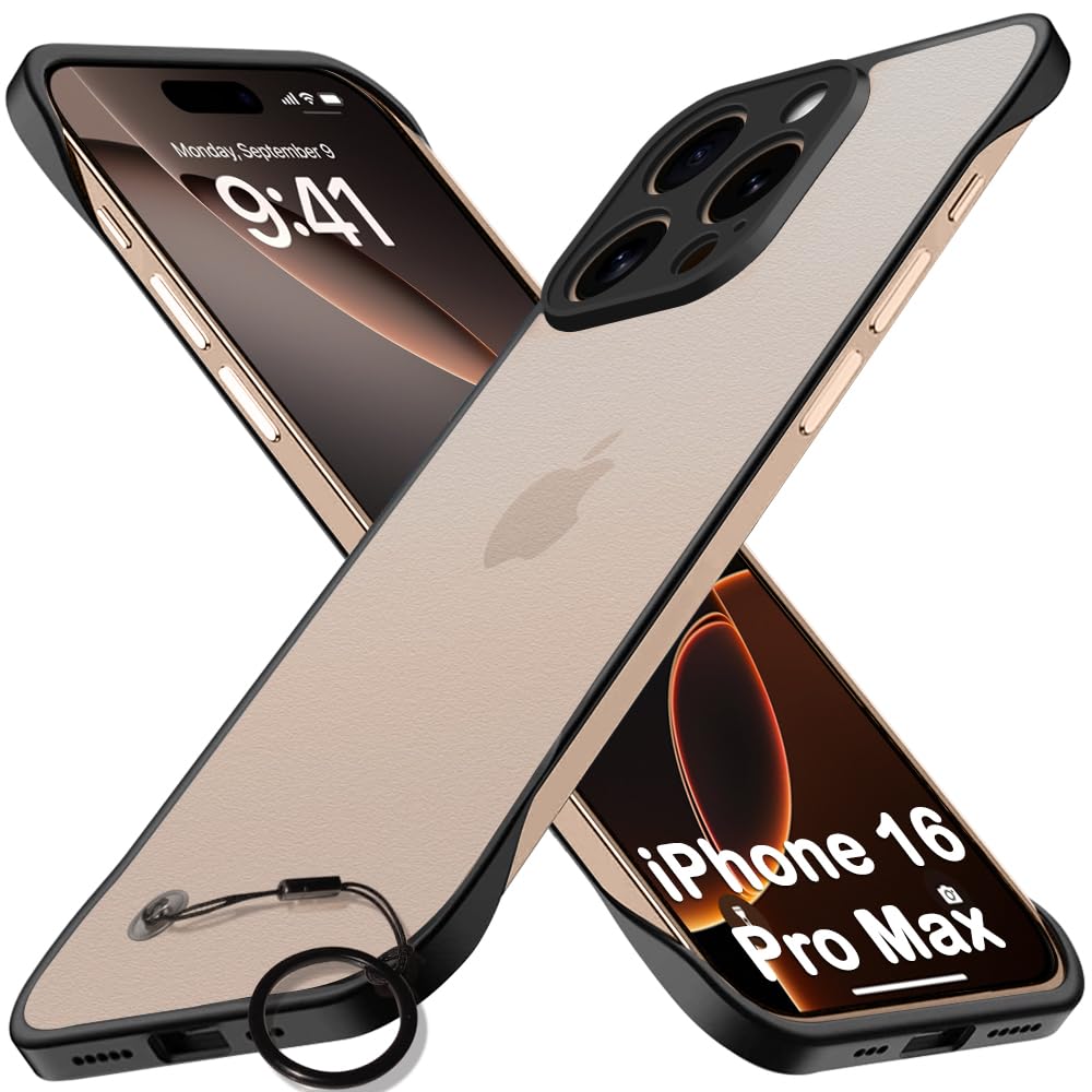 TheGiftKart Hybrid Ultimate Slim Back Case Cover for iPhone 16 Pro Max | Camera & Screen Protection | Frosted Matte Translucent Hard Back Case Cover for iPhone 16 Pro Max (PC & TPU, Black Bumper) (B0DFCSTXQ2) Amazon Price History, Amazon Price Tracker