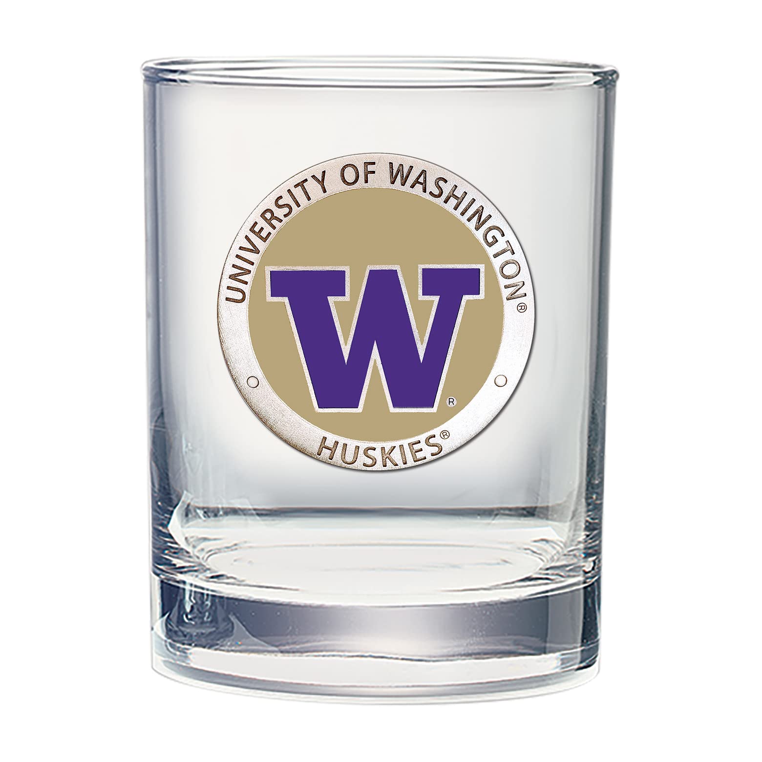 Heritage Pewter Washington Huskies Double Old Fashion | Double Rocks Glass 14 OZ for Liquor | Expertly Crafted Pewter Glass