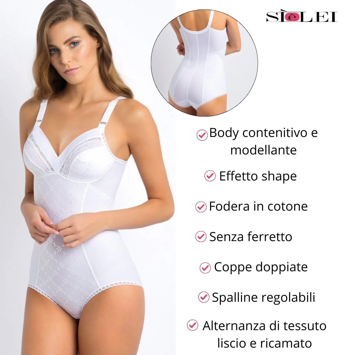 SIèLEI Body Contenitivo Serie Falk Art. 811 - Coppa C, Comfort e Femminilità