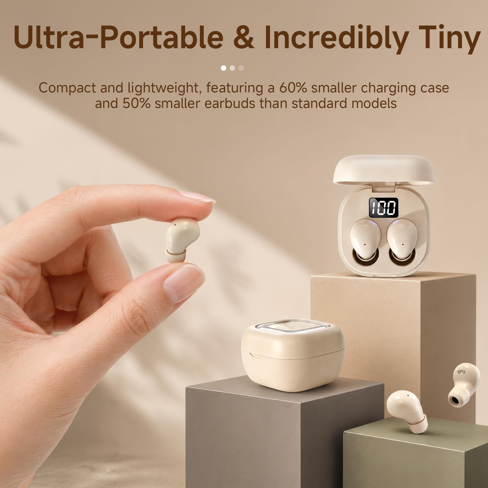 Auriculares invisibles inalámbricos más pequeño para dormir ultra mini auriculares ocultos Bluetooth cancelación de ruido para dormir de lado