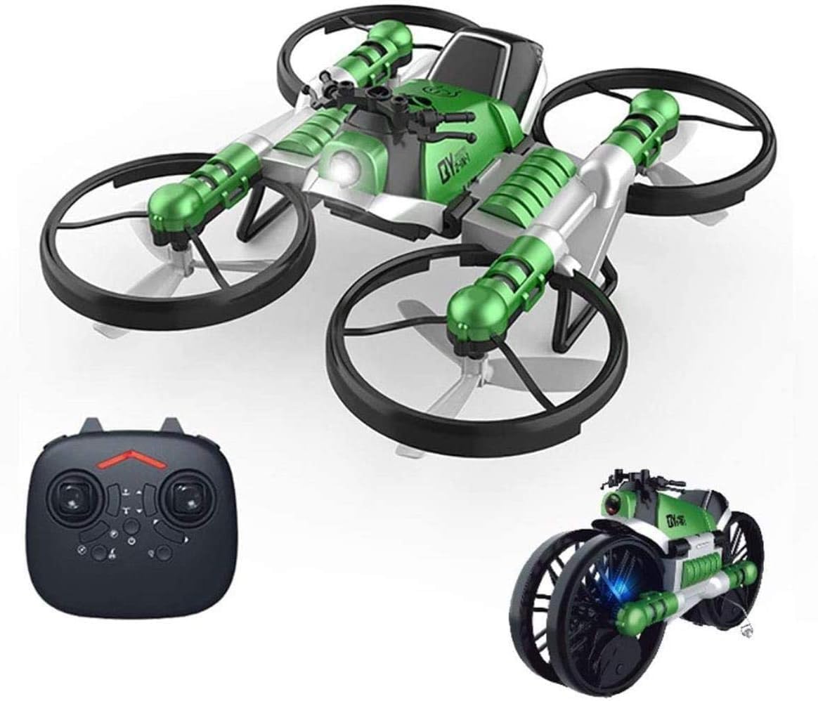 GOODONE2RC Drone 2-in-1 Toy Car With 4K HD Camera Remote Control Quadcopter With LED Night Lights For Children's Toys (Green ZF11)