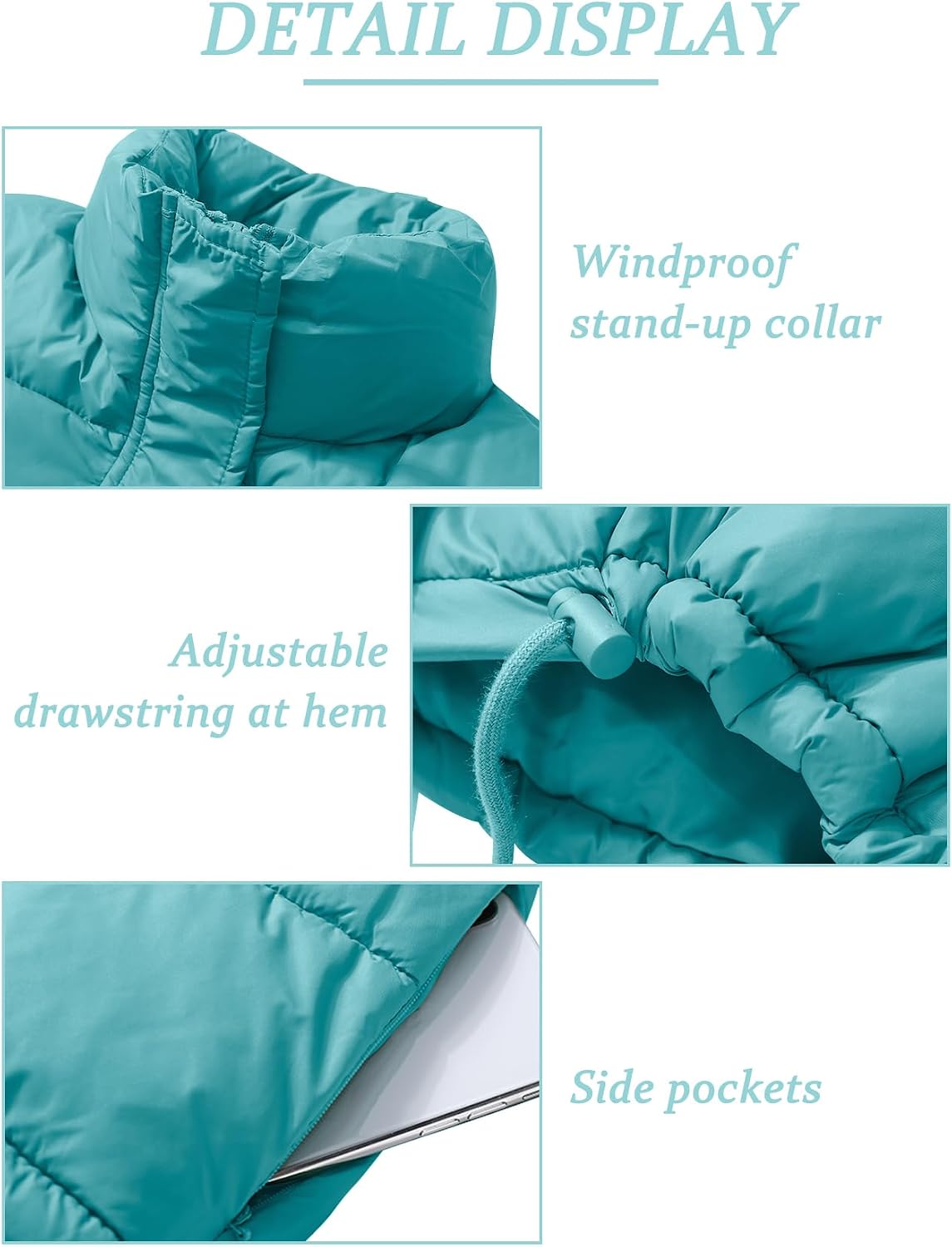 PEHMEA Women's Cropped Puffer Jacket Winter Warm Zip Up Stand Collar Short Down Bubble Coat with Pocket