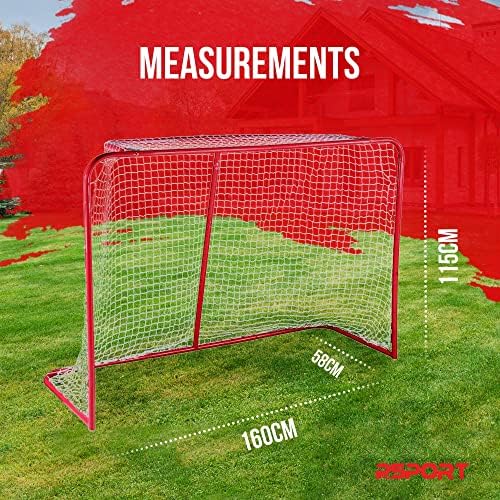 Foto von Nordic ProStore Streethockey Tor 160 x 115 x 58 cm Rot - Für Street Hockey, Eishockey, Floorball und Gartenspiele – Eishockey Tor für Erwachsene und Kinder 14+ Jahre alt – Für Hockey