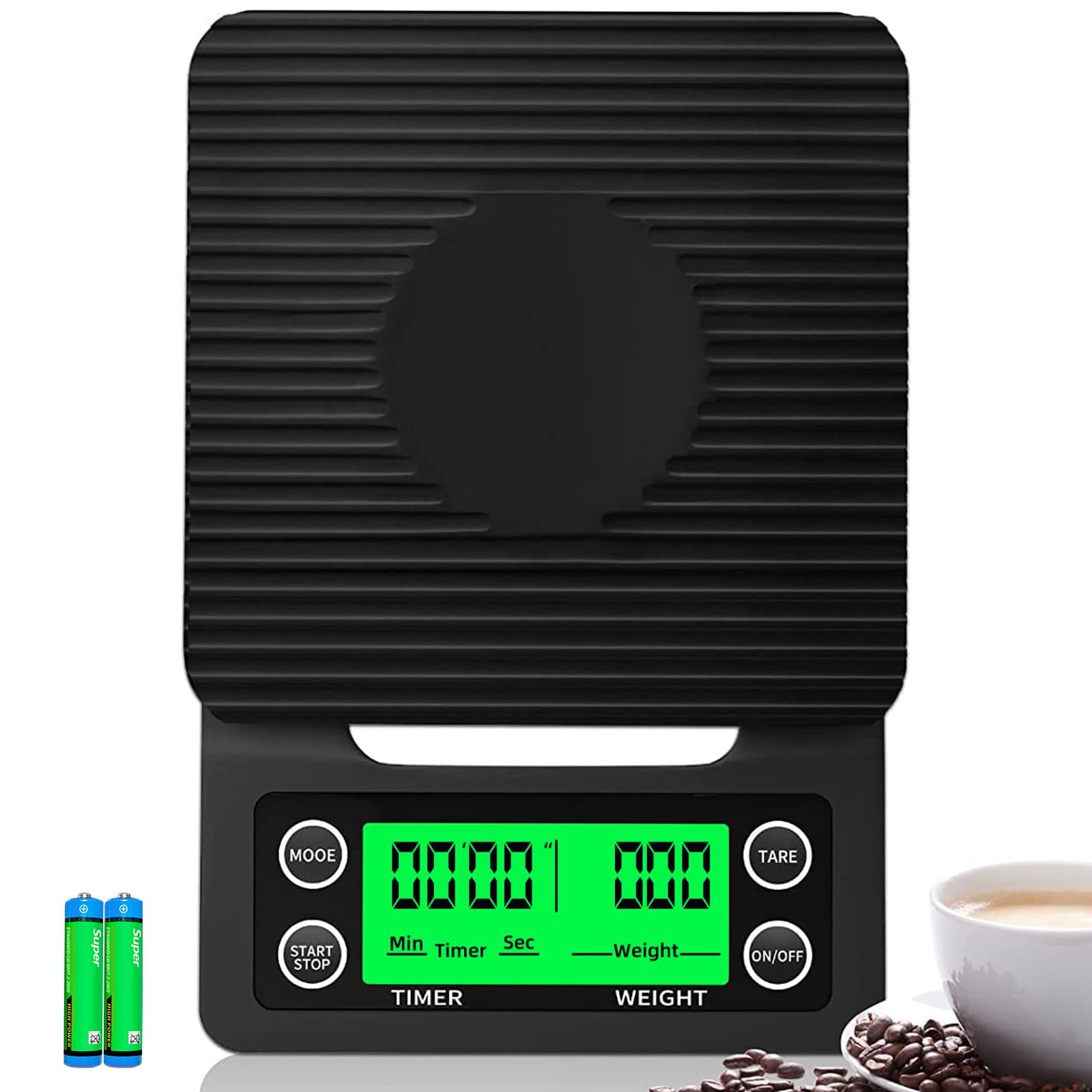 Photo 1 of YONCON Coffee Scale with Timer - 0.1g Accurate, 3kg Drip Espresso Scale for Pour Over Coffee, Portable Digital Kitchen Food Scale with, LCD Displa, Non-Slip Mat (Including Batteries) - Black