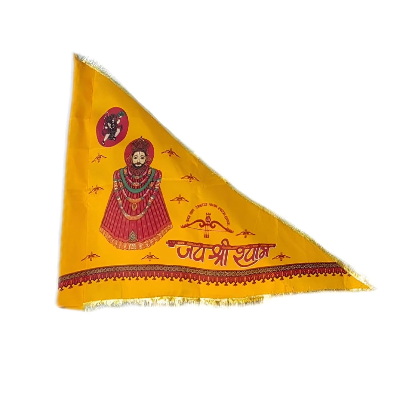 Khatu Shyam Ji Triangle Flag (Nishan) –30x45-40"x60" | Devotional Pataka for Temple, Home & Office Yellow Colors (40x60 Inch Approx)-image-9