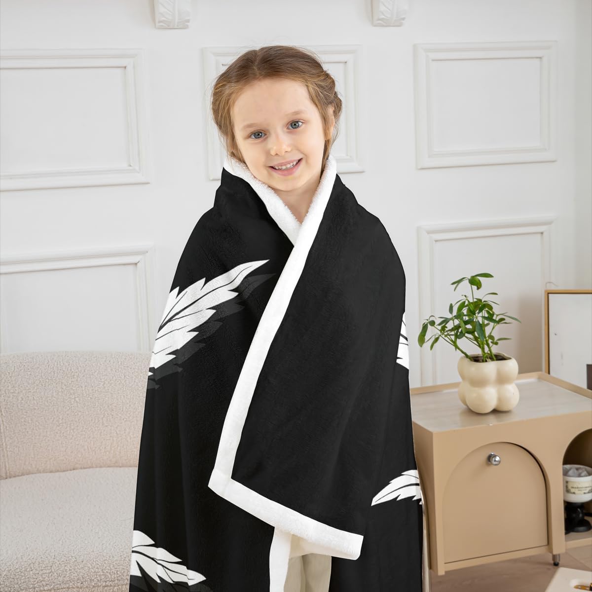 Feelyou Marijuana Leaf Sherpa Blanket - Cannabis Leaves Throw Blanket for Couch, Bed, Sofa - Men's Bedroom Decor - Black & White Leaf Pattern - Fuzzy Twin 60"x80"