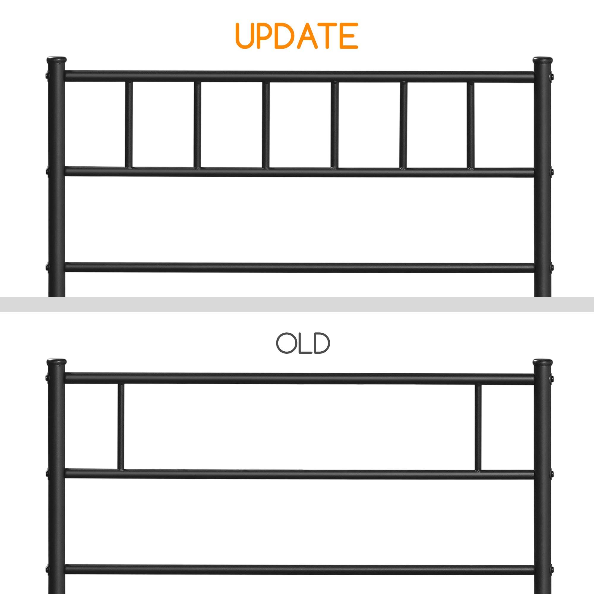 Yaheetech Metalowe łóżko 90 x 200 cm, rama łóżka z zagłówkiem, rama łóżka z metalu, łóżko dla gości ze stelażem do sypialni, pokoju gościnnego, kolor czarny