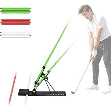 HRUIYL Golf Alignment Sticks Holder Golf Swing Plane Trainer with 3 Alignment Sticks, Heavy Duty Metal Base Plate, Adjustable Golf Swing Training Aid for Swing Path, Posture & Alignment