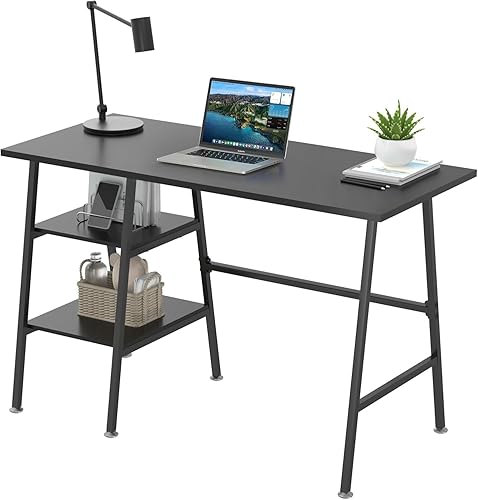 VECELO - Mesa tipo escritorio para computadora, con 2 estantes