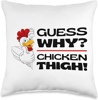 Guess Why Chicken Thigh: Funny Chickens Jokes Chicken Memes Throw Pillow