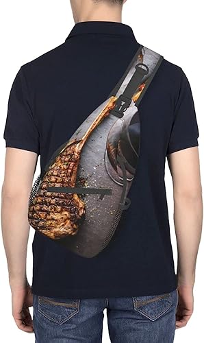 Miniatura 6 de Elegante bolsa de pecho para barbacoa de carne de res a la parrilla, carne de vacuno, carne de ternera, canalé en hueso, mochila cruzada de hombro