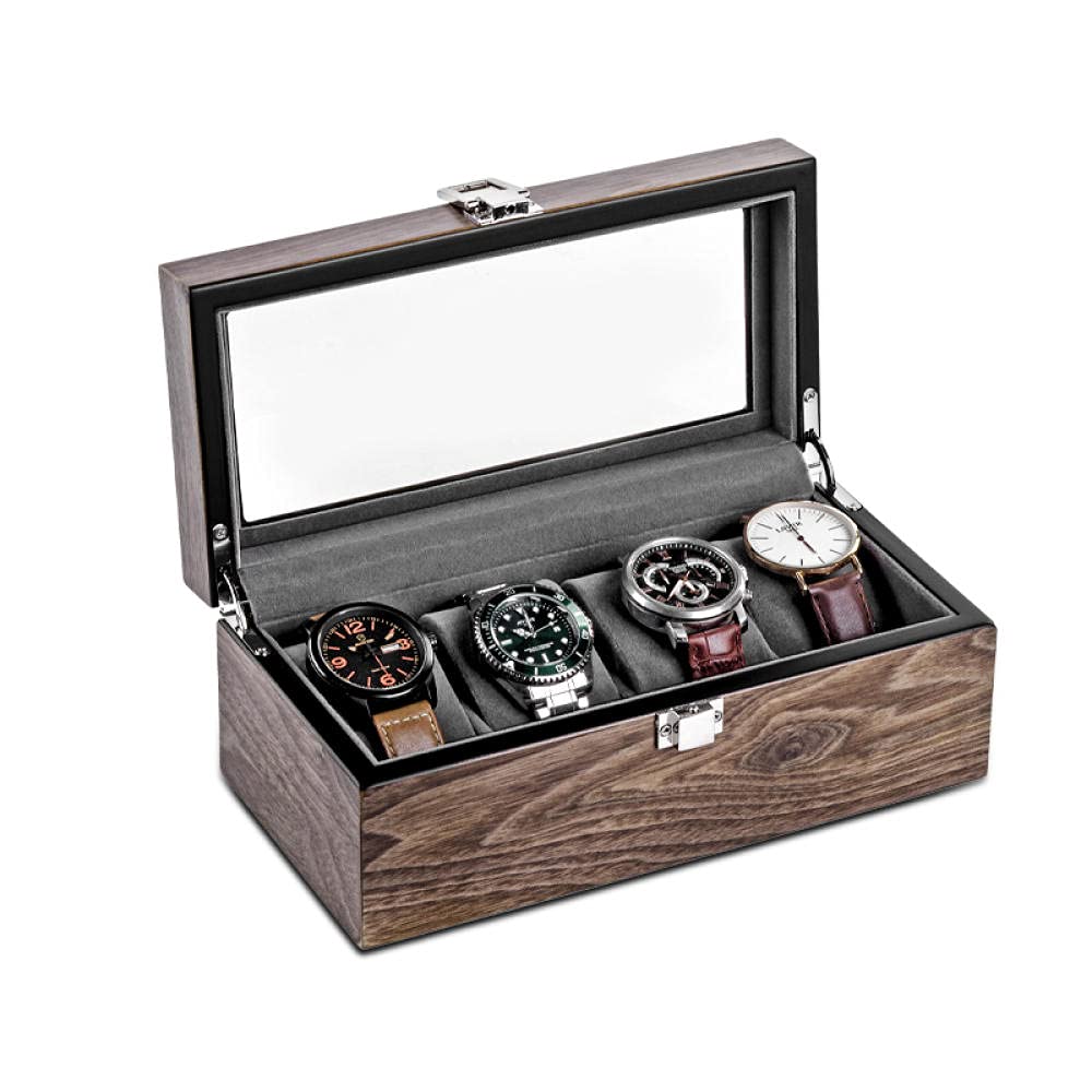 Caja de reloj, caja de reloj de madera, organizador mecánico de almacenamiento para regalos